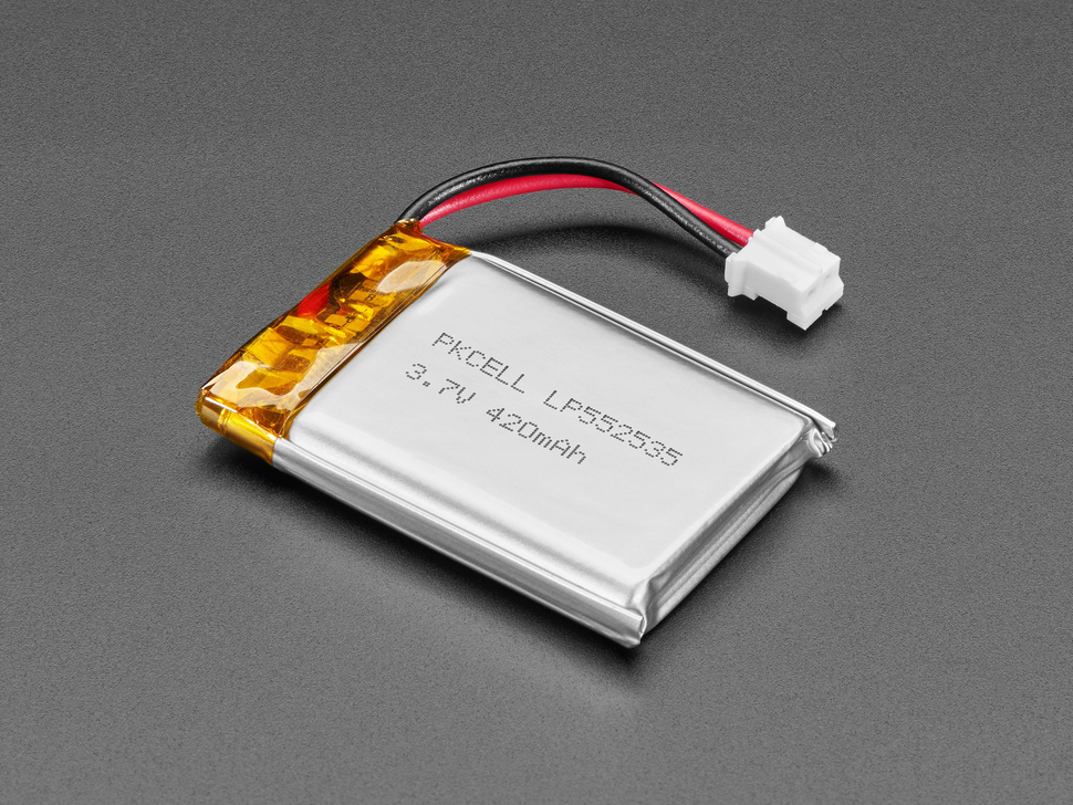 [4236]짧은 케이블이 있는 리튬 이온 폴리머 배터리 - 3.7V 420mAh