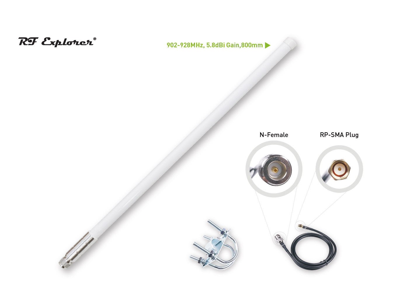 [318020691]LoRa Fiberglass Antenna Kit 902-928MHz 5.8dBi 800mm RF Explorer RFELA-3/58X